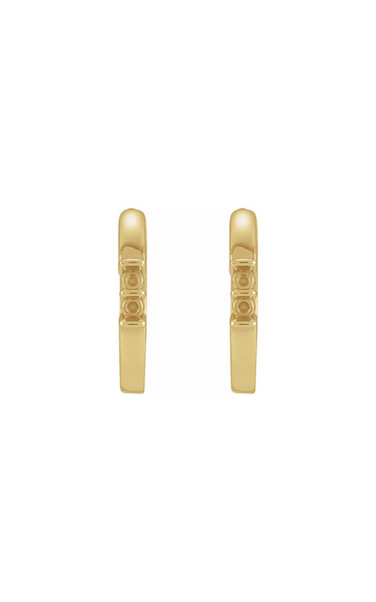 14K Yellow Gold Gemstone and Hoop Earring