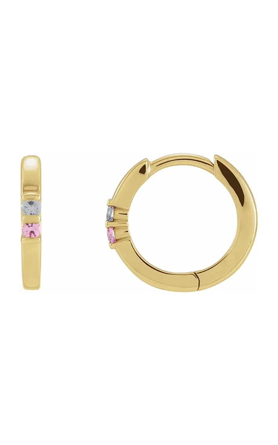 14K Yellow Gold Gemstone and Hoop Earring
