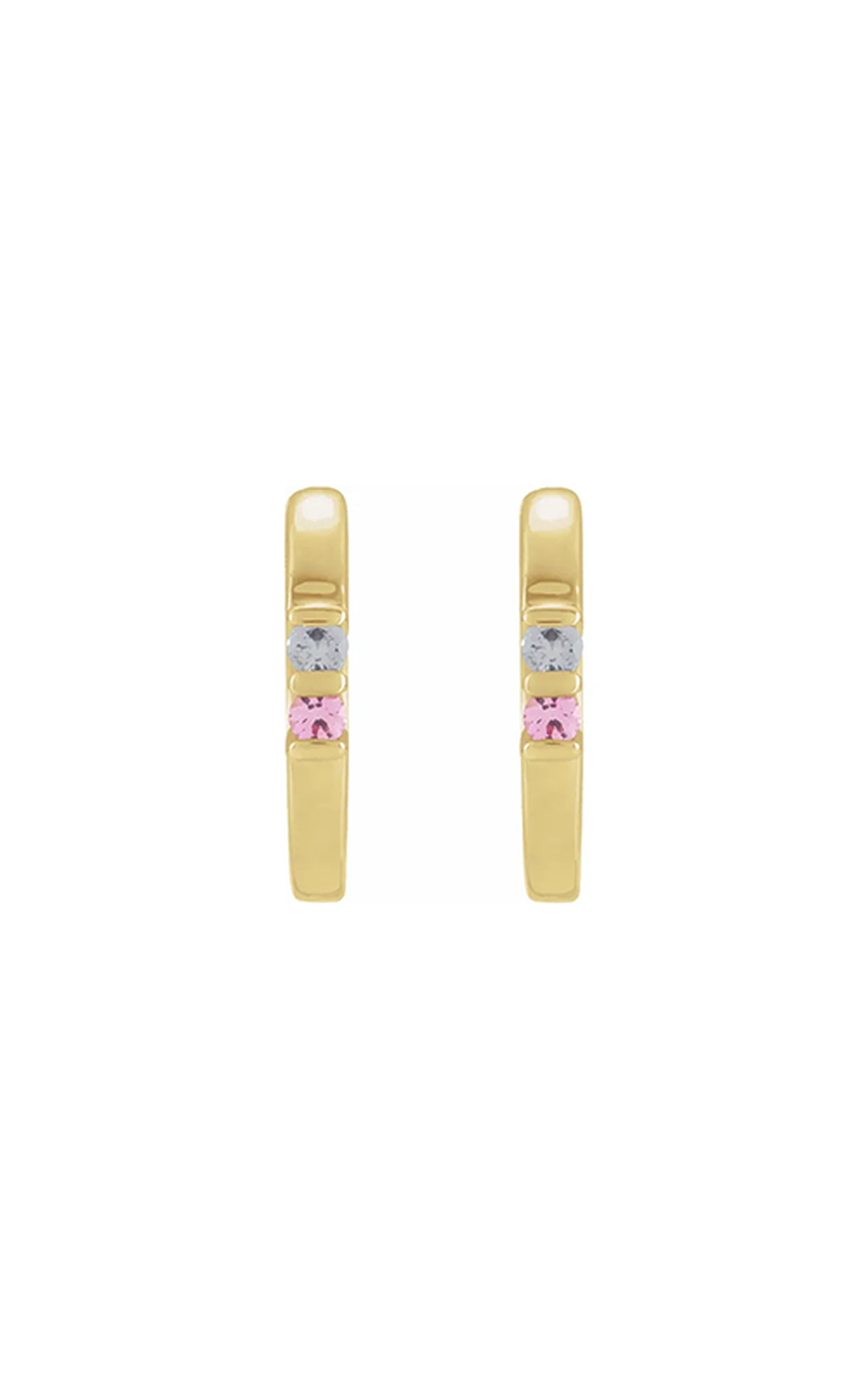 14K Yellow Gold Gemstone and Hoop Earring