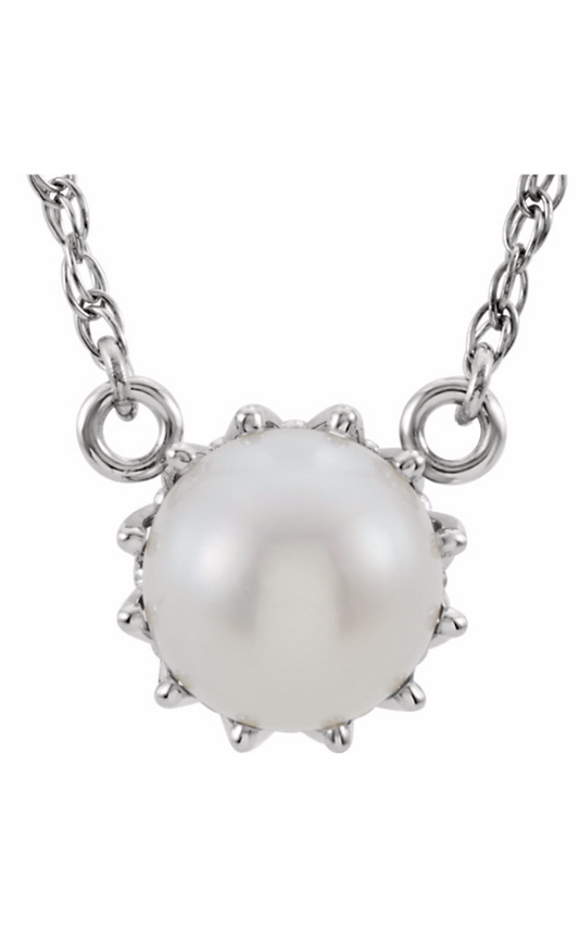 14K White Gold Pearl Necklace