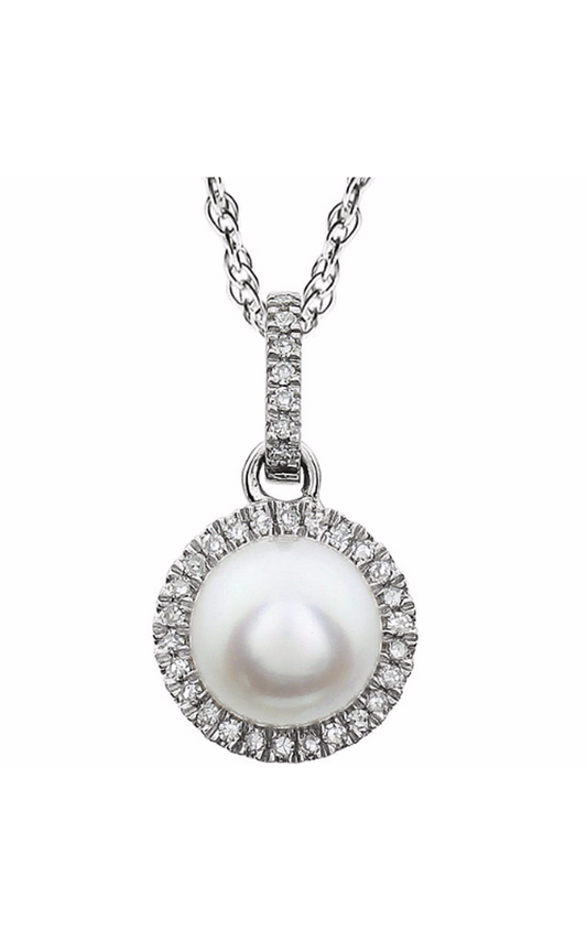 14K White Gold Pearl Necklace