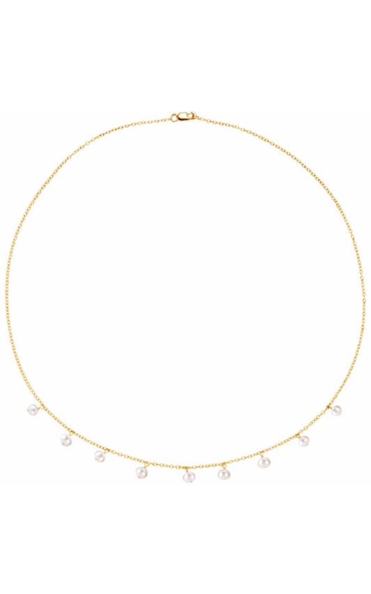 14K Yellow Gold Pearl Necklace