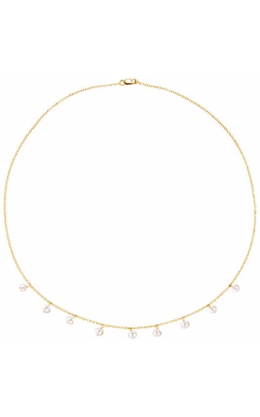 14K Yellow Gold Pearl Necklace