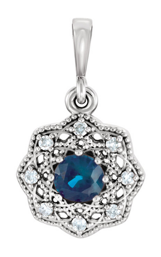 14K White Gold Gemstone Necklace