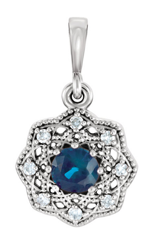 14K White Gold Gemstone Necklace