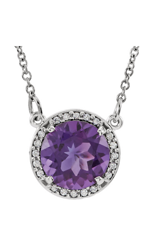 14K White Gold Gemstone Necklace