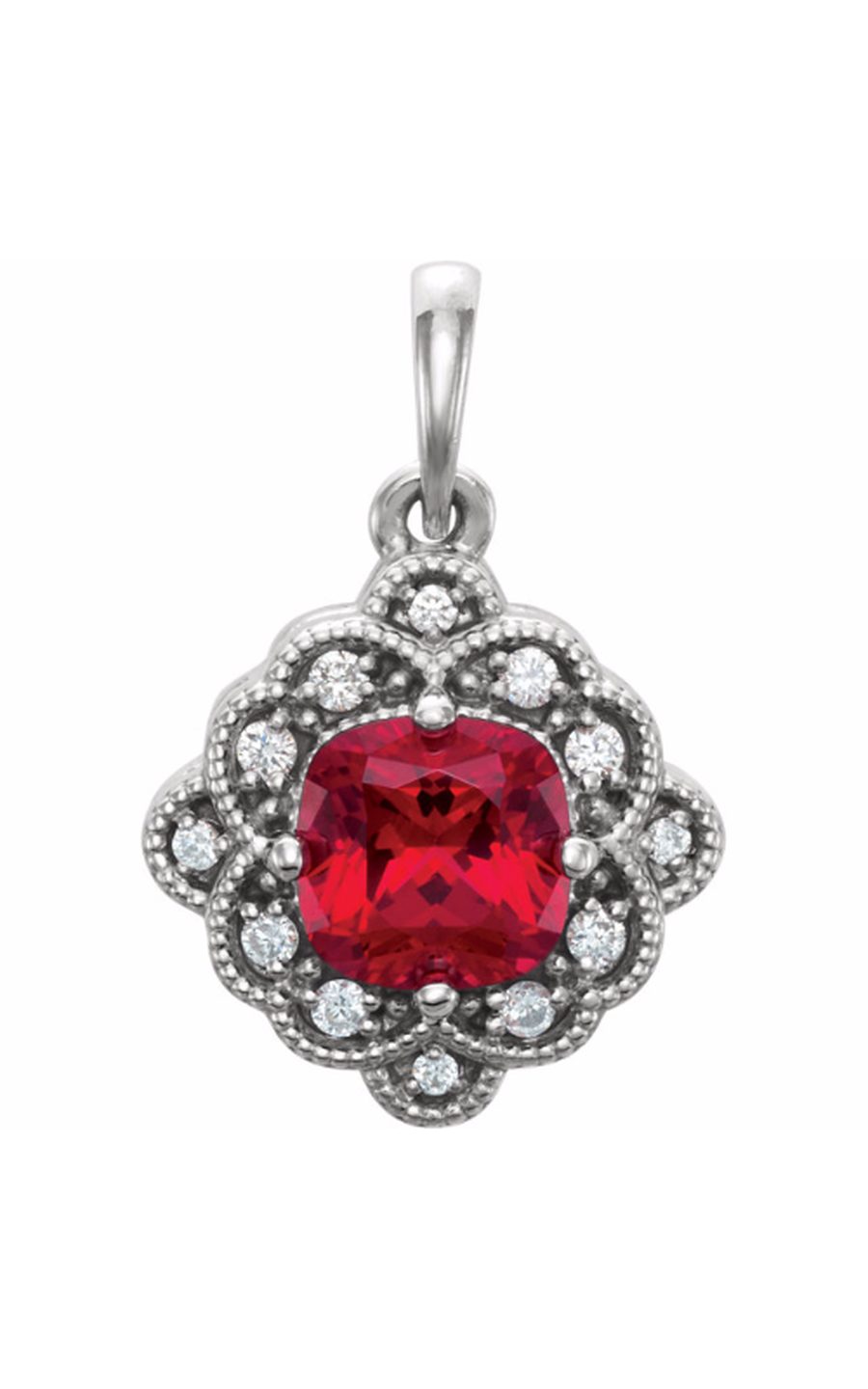 14K White Gold Gemstone and Pendant Necklace