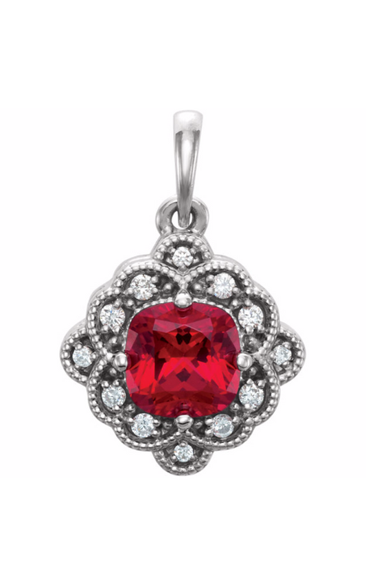 14K White Gold Gemstone Necklace