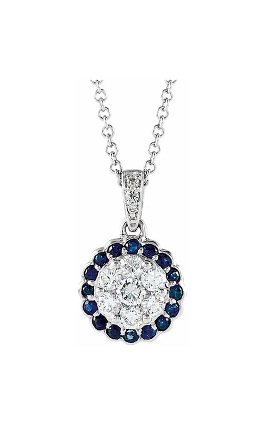 14K White Gold Gemstone Necklace