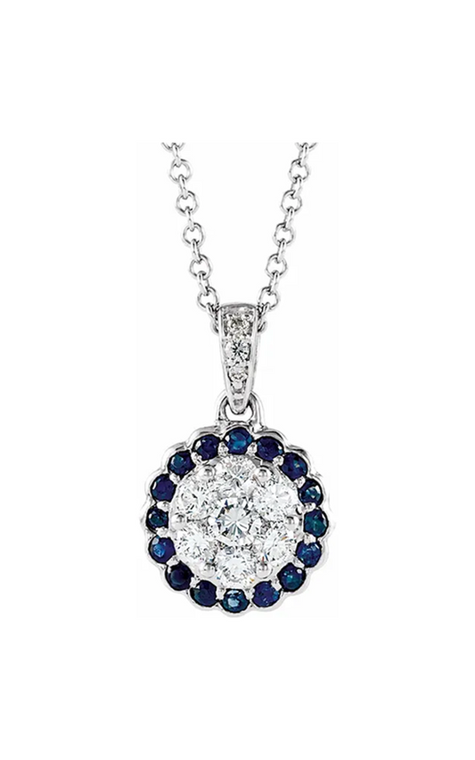 14K White Gold Gemstone Necklace