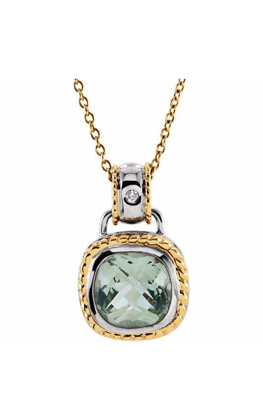 14K White Gold and 14K Yellow Gold Gemstone Necklace