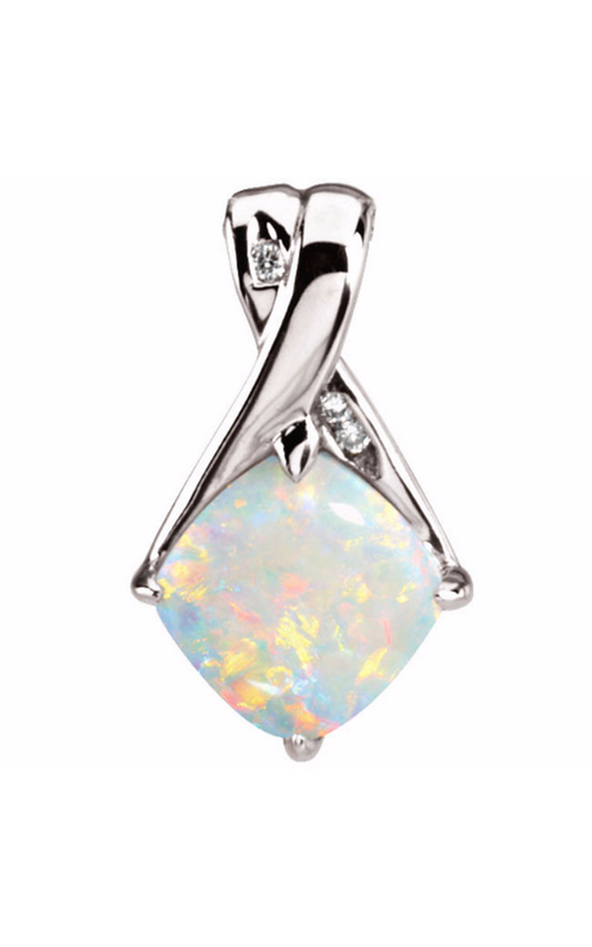 14K White Gold Gemstone Necklace
