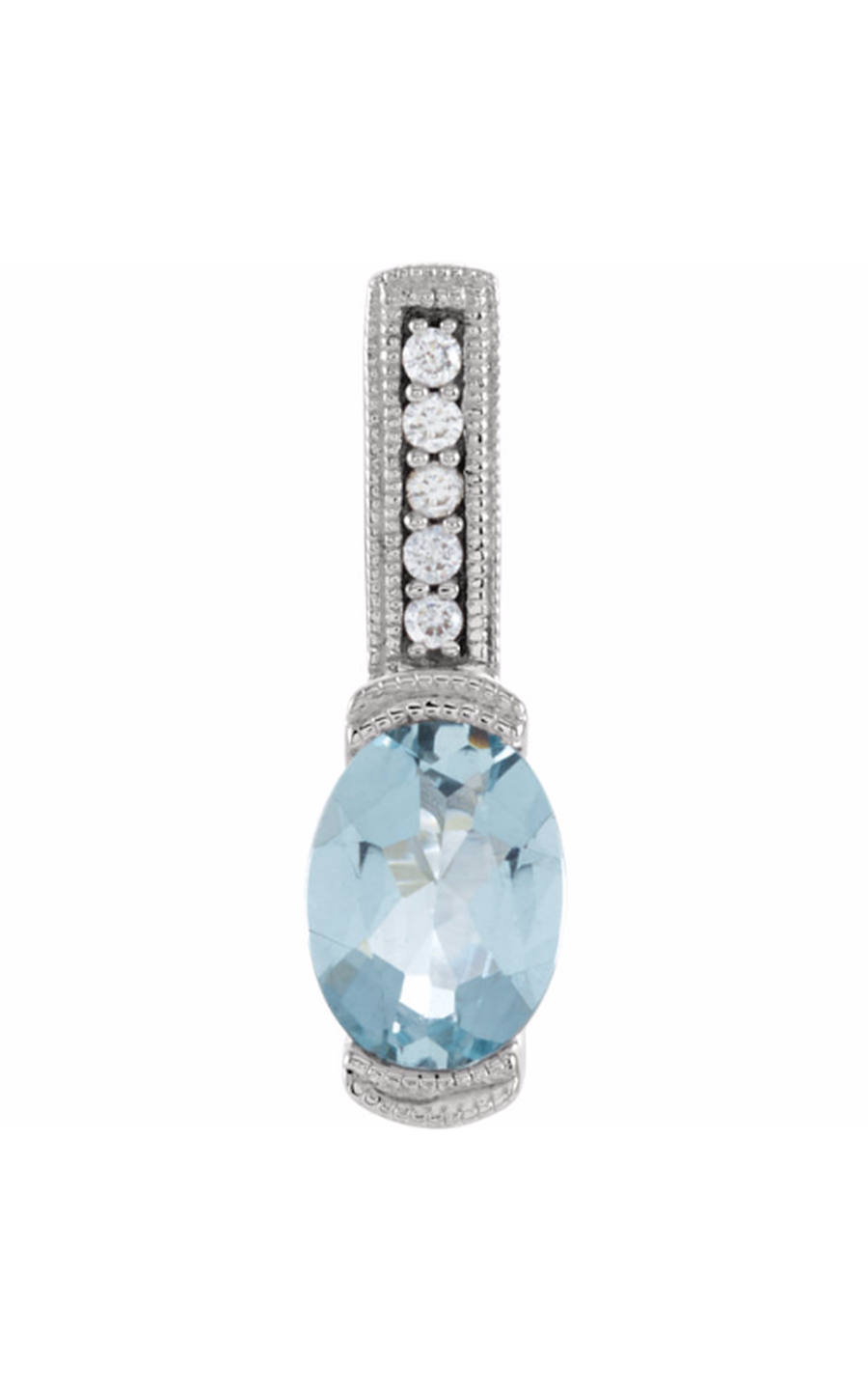 14K White Gold Gemstone and Pendant Necklace