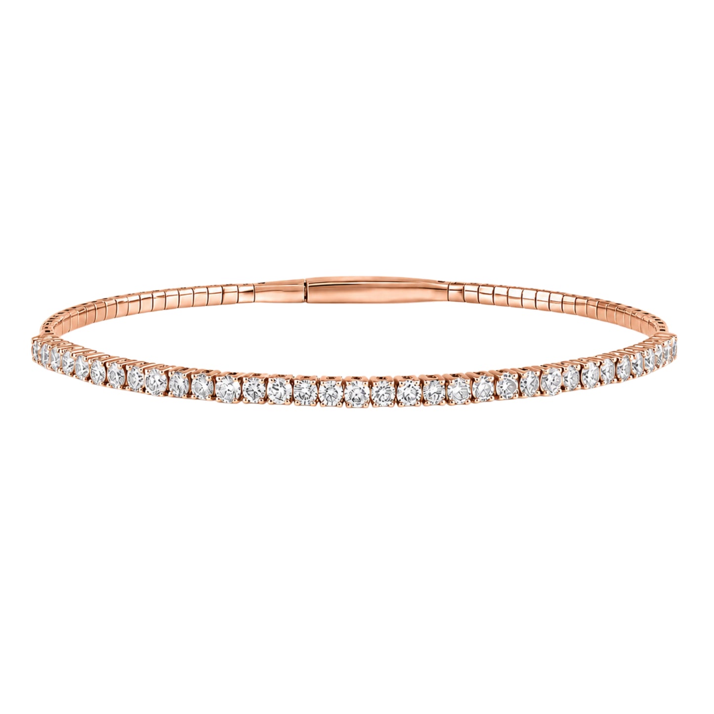 14K Rose Gold Diamond Flexible Bangles