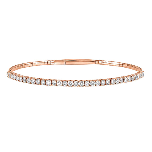 14K Rose Gold Diamond Flexible Bangles