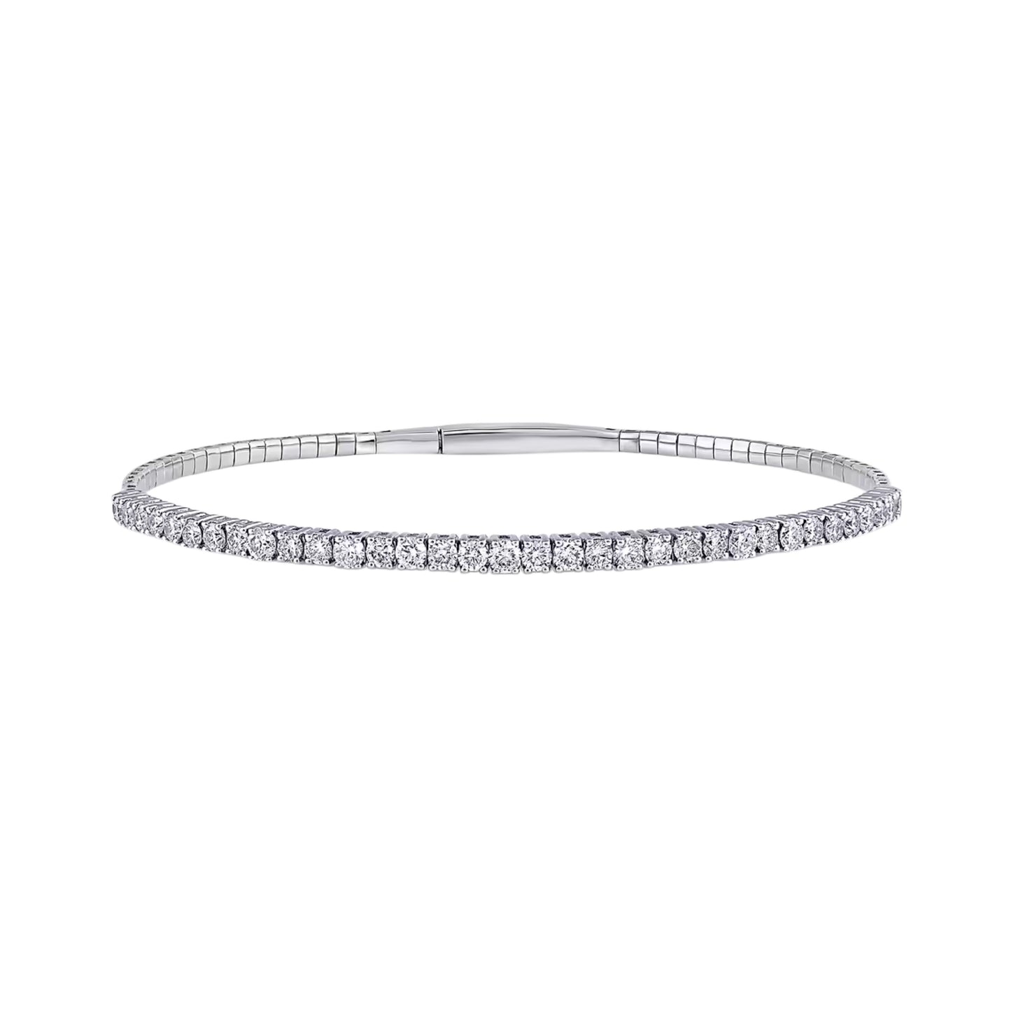 14K White Gold Diamond Flexible Bangles