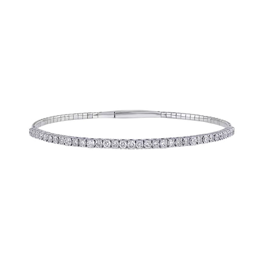 14K White Gold Diamond Flexible Bangles