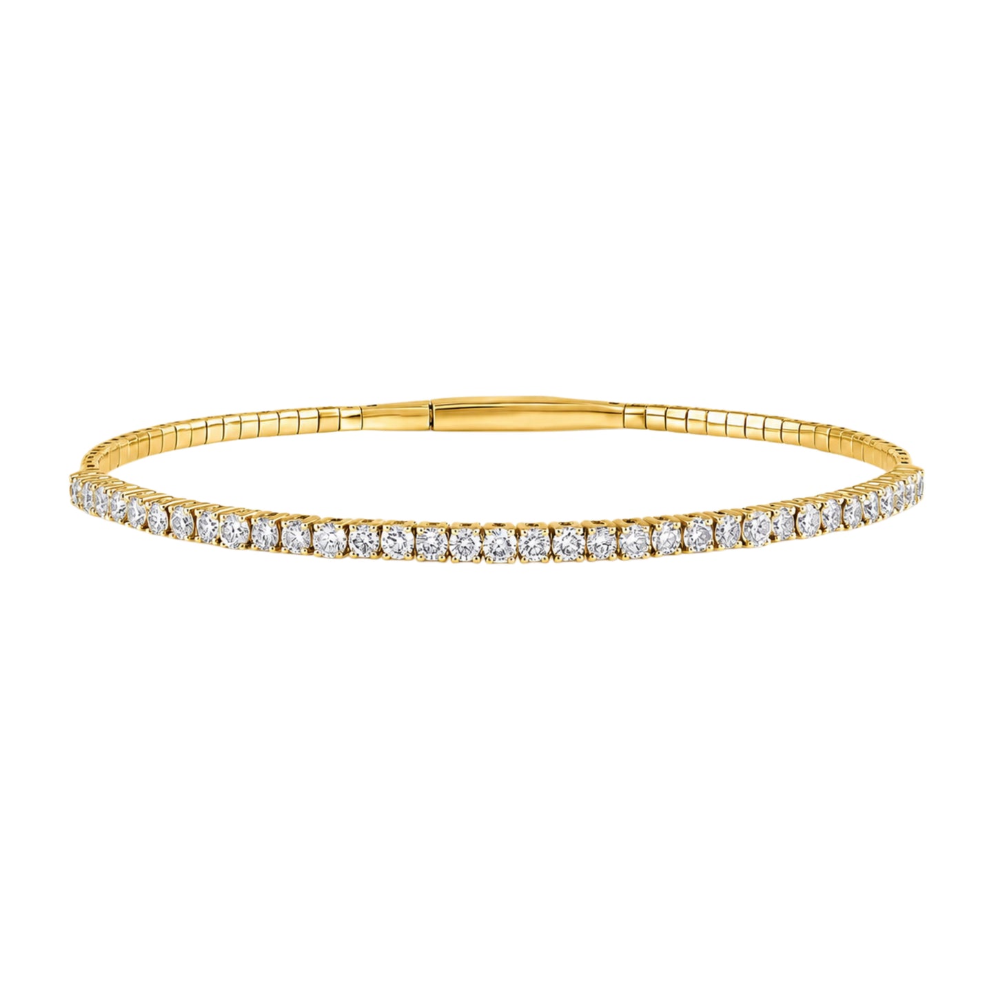 14K Yellow Gold Diamond Flexible Bangles
