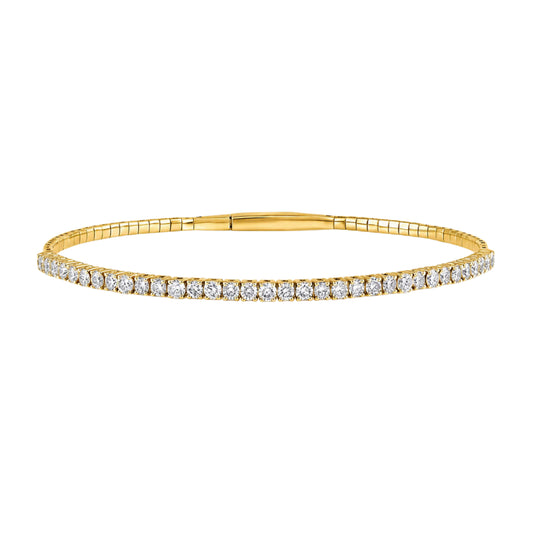 14K Yellow Gold Diamond Flexible Bangles