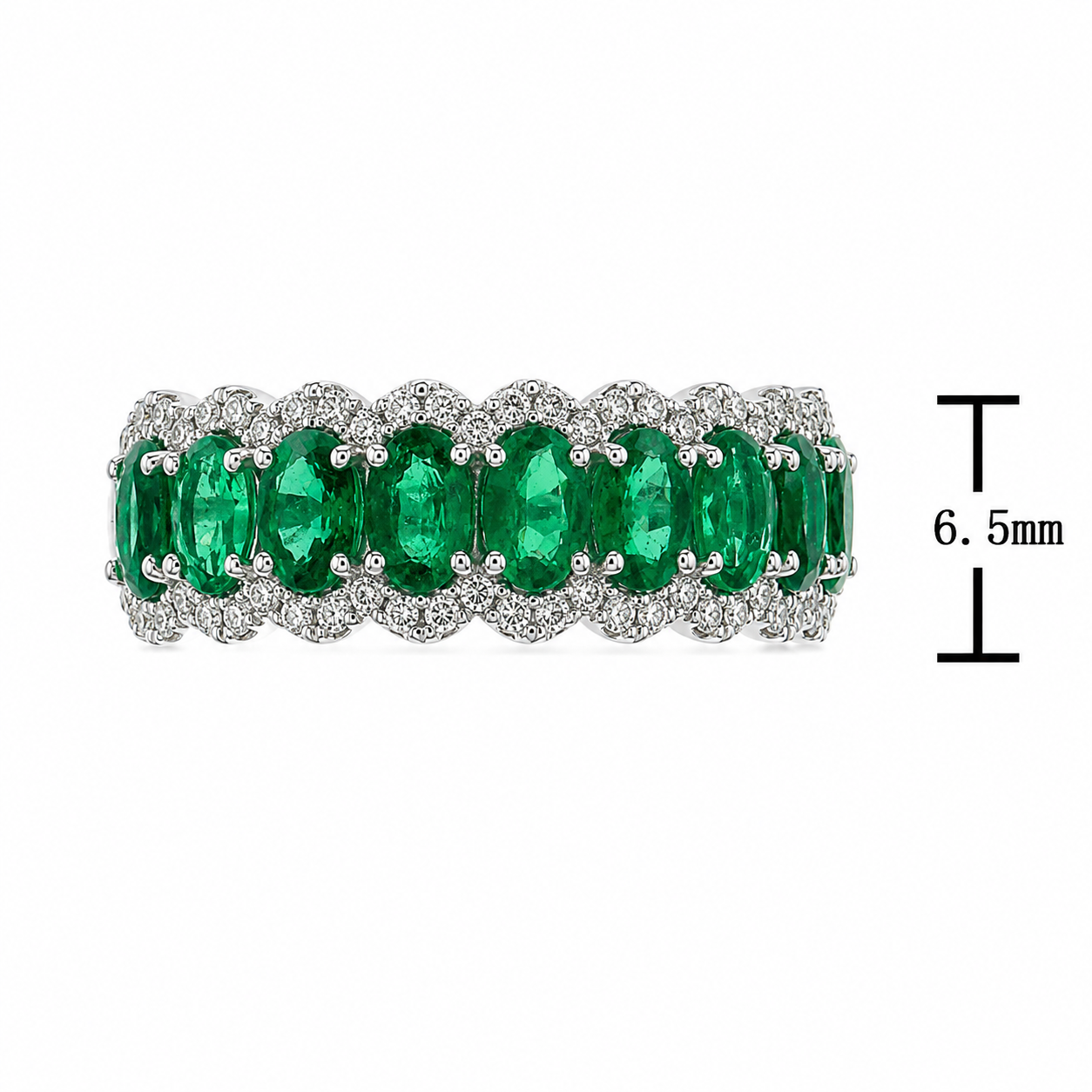 14K White Gold Emerald Band