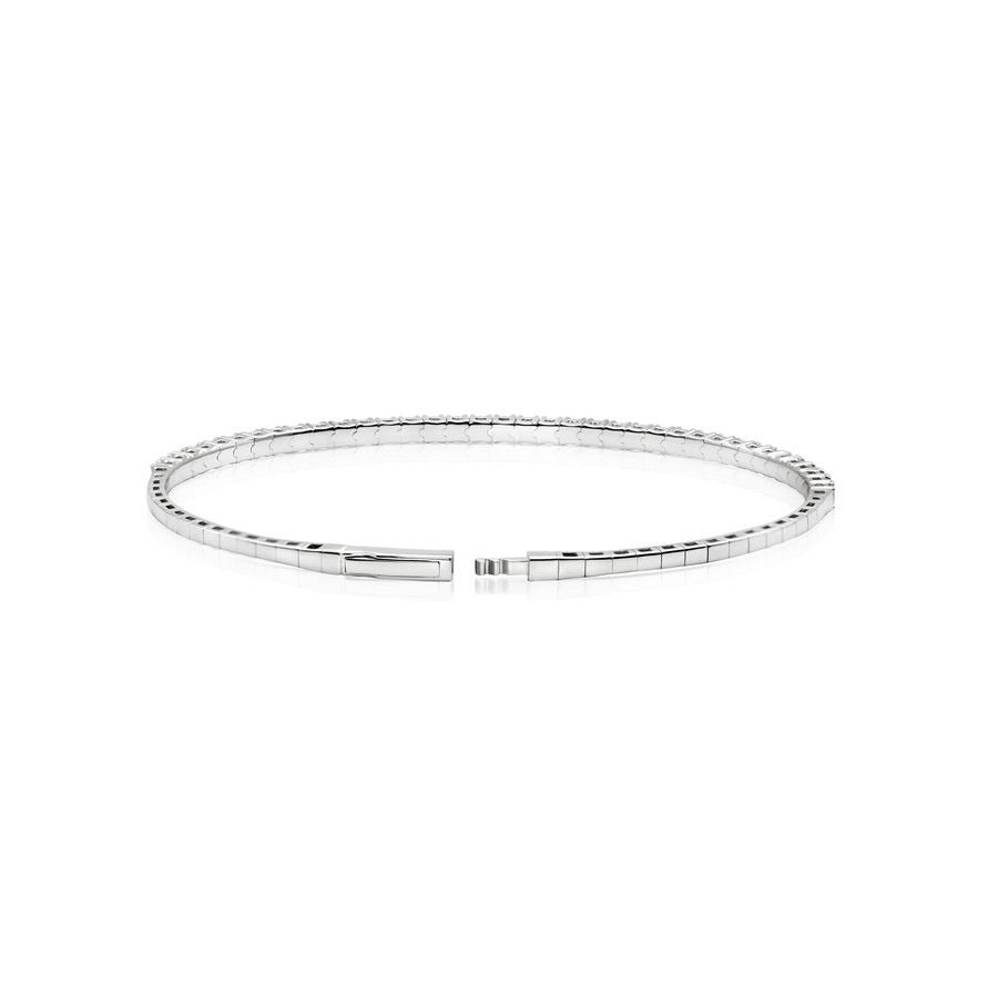 14K White Gold Diamond Flexible Bangles