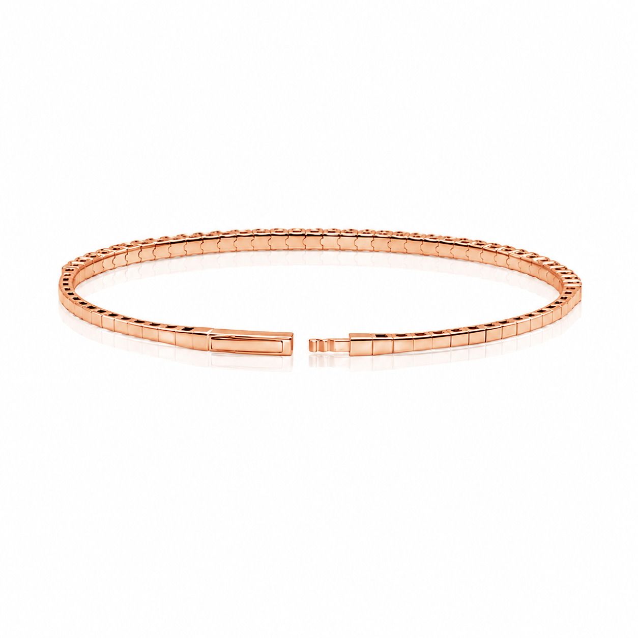 14K Rose Gold Diamond Flexible Bangles