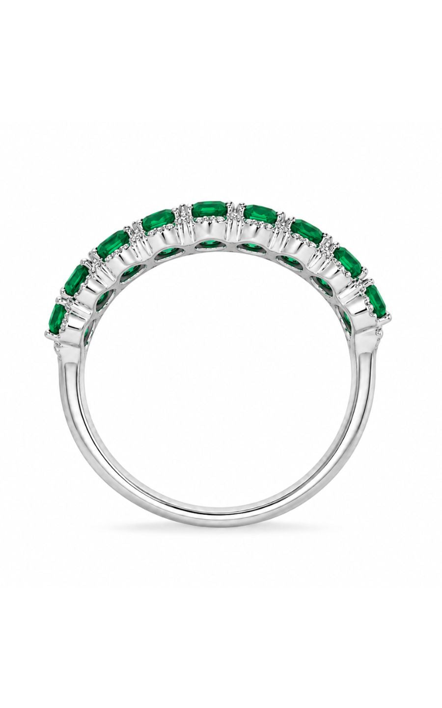 14K White Gold Emerald Band