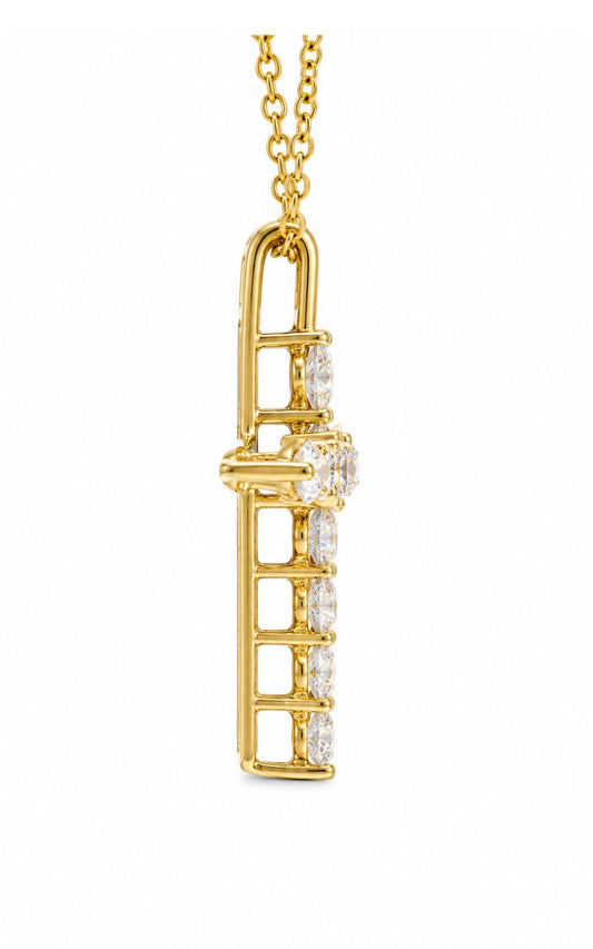 18K Yellow Gold Diamond Cross Pendant Necklace