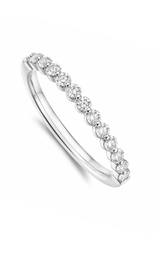 18K White Gold Diamond Band, 12 Round Diamonds
