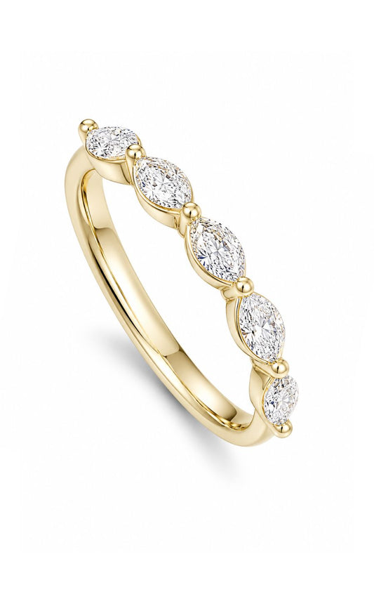 14K Yellow Gold Marquise Diamond Band