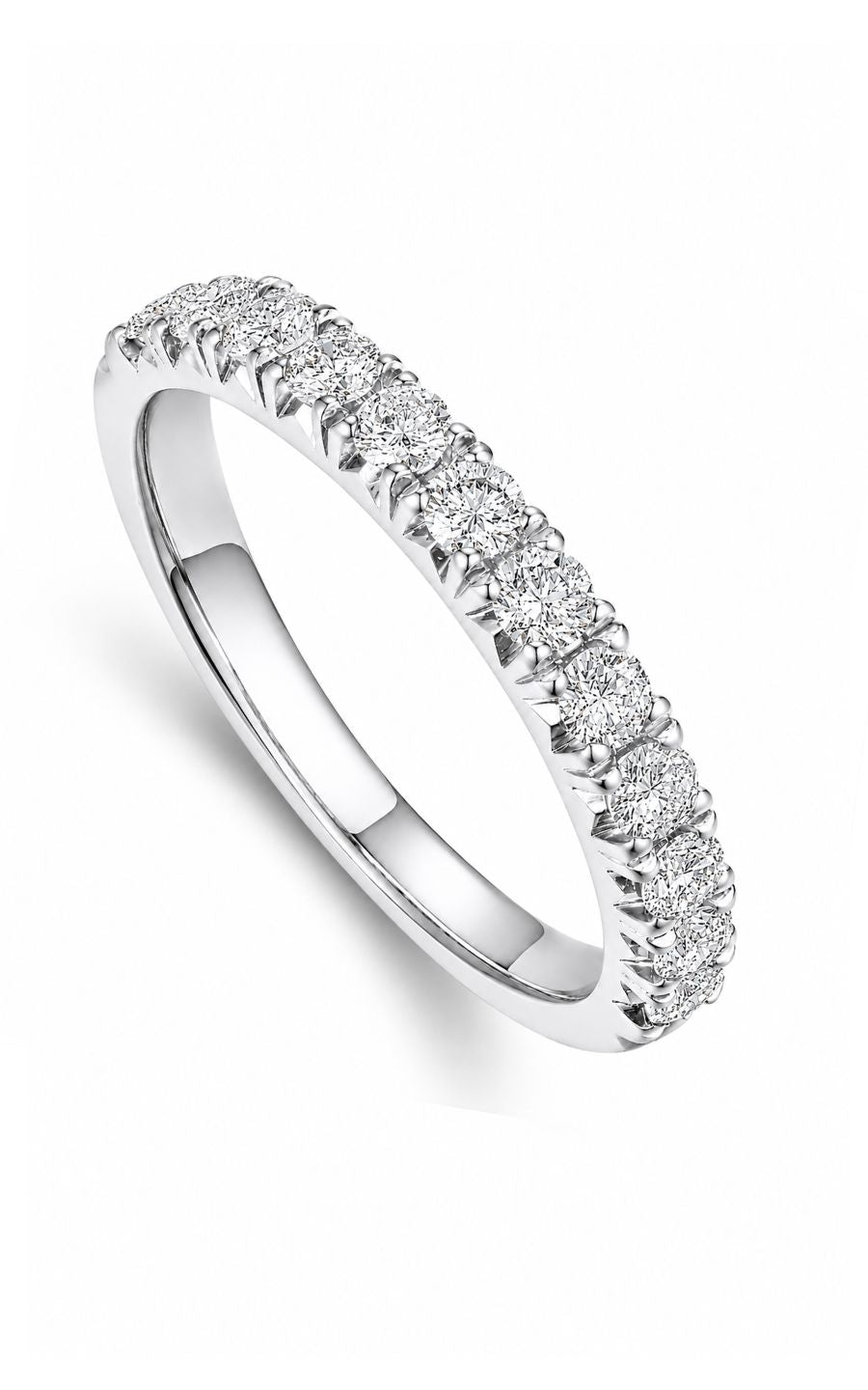 14K White Gold Diamond Band, 12 Round Diamonds