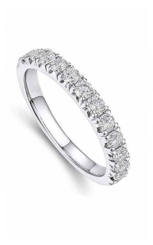 14K White Gold Diamond Band, 12 Round Diamonds