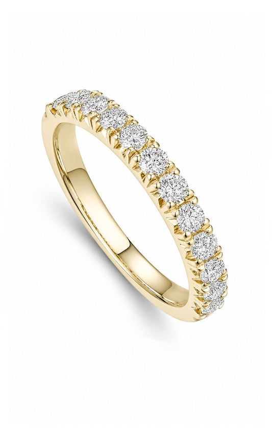14K Yellow Gold Diamond Band, 12 Round Diamonds