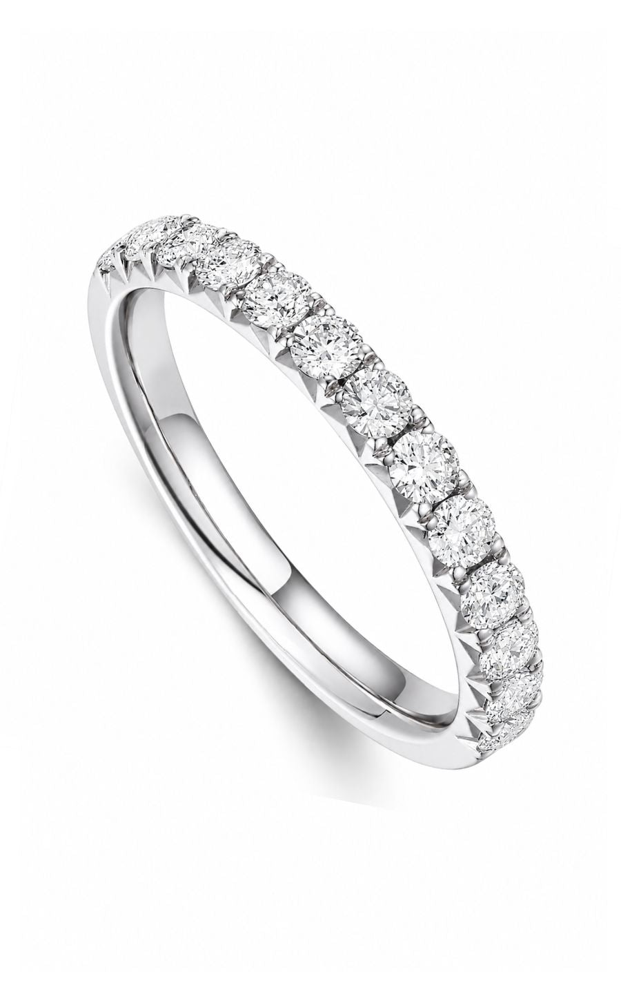 18K White Gold Diamond Band, 13 Round Diamonds