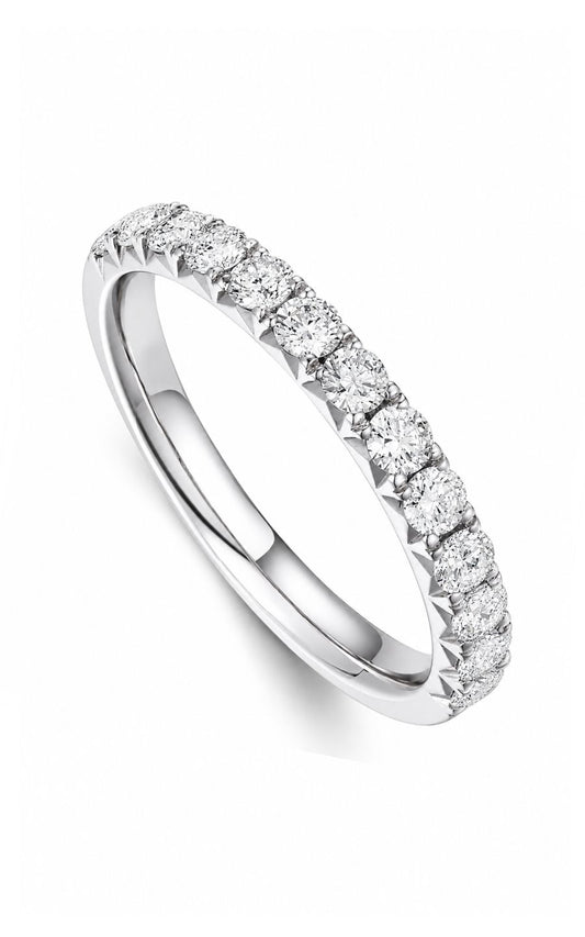 18K White Gold Diamond Band, 13 Round Diamonds