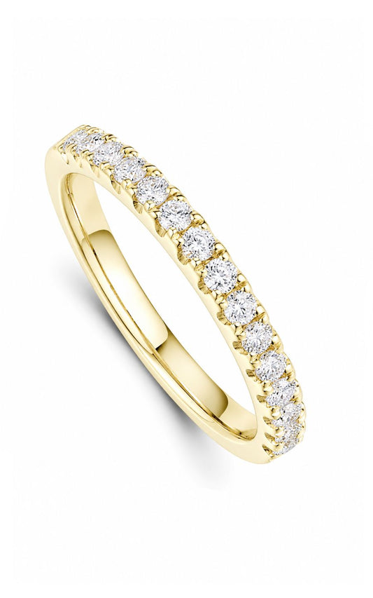 18K Yellow Gold Diamond Band, 15 Round Diamonds