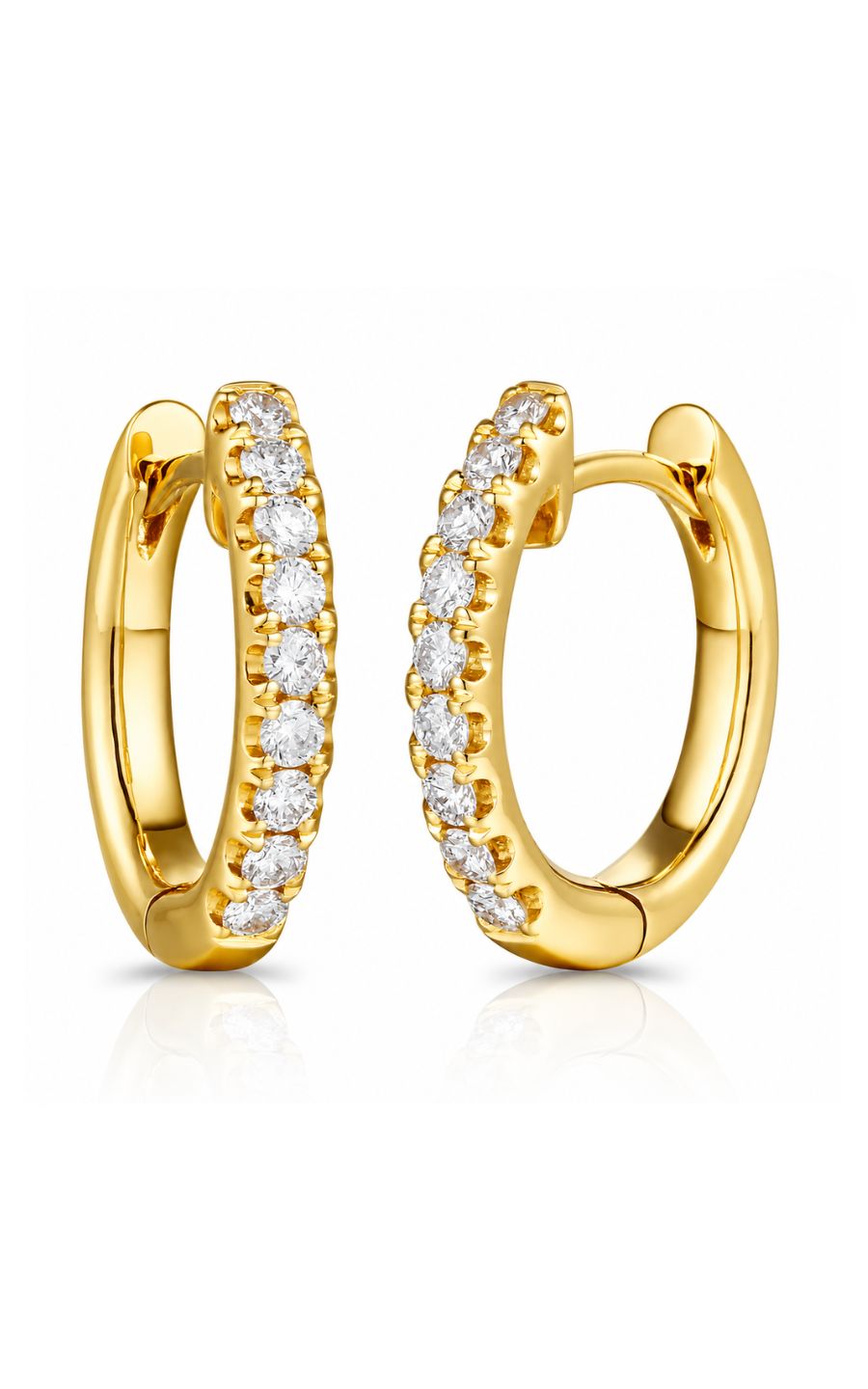 18K Yellow Gold Diamond Hoop Earrings