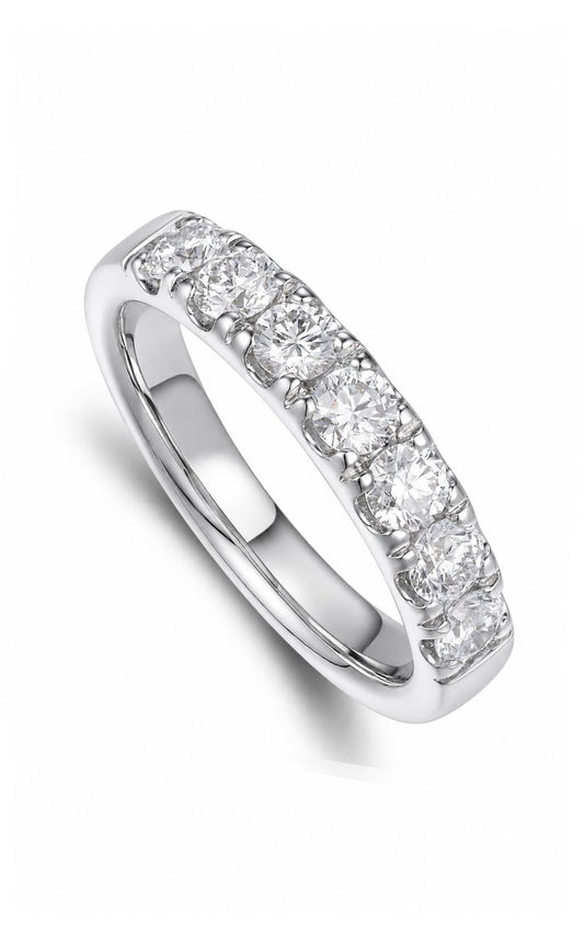 14K White Gold Diamond Band, 7 Round Diamonds