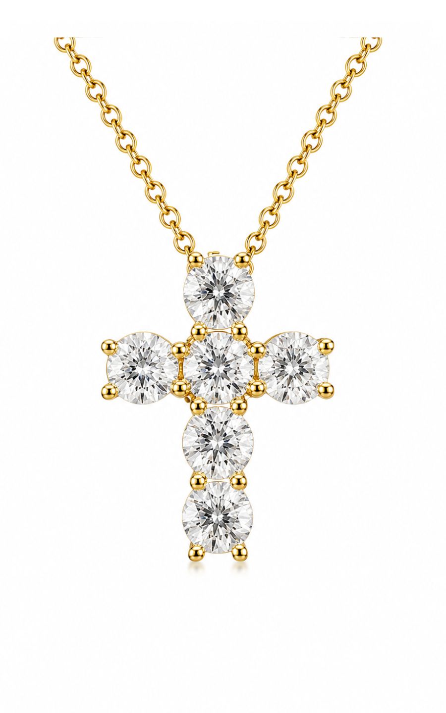 18K Yellow Gold Diamond Cross Necklace
