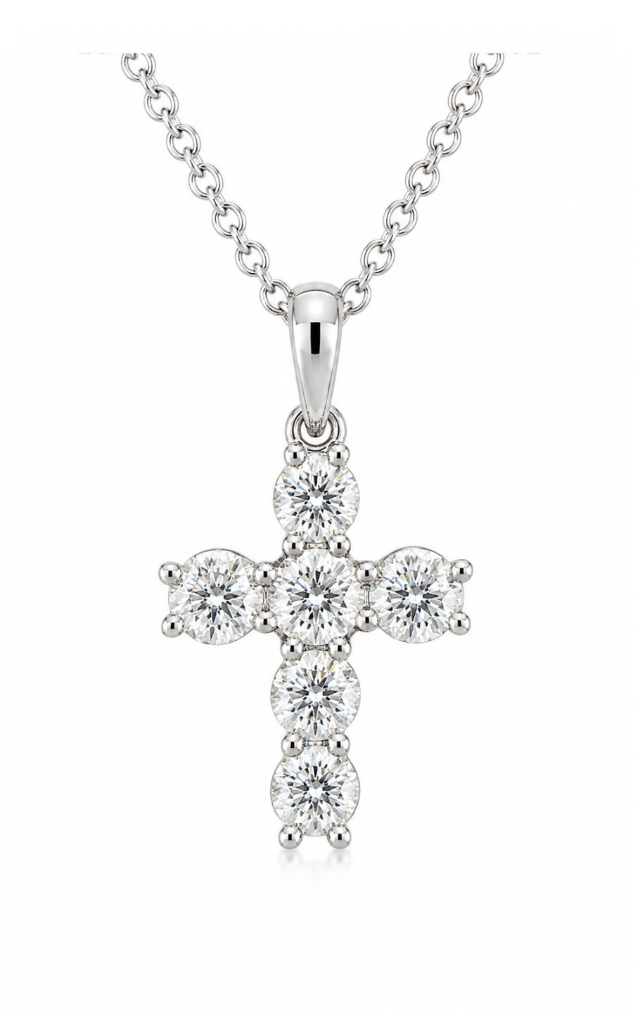 18K White Gold Diamond Cross Necklace